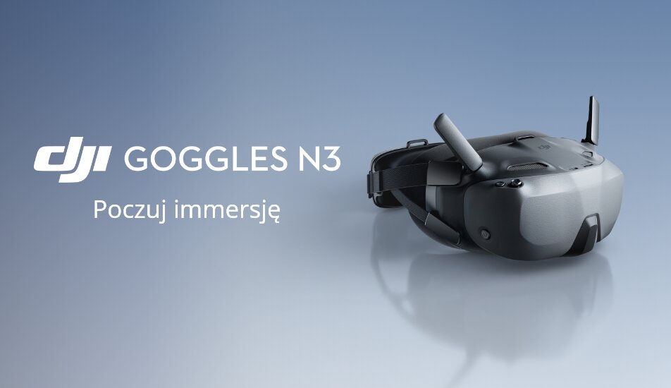 Gogle DJI Goggles N3 na jasnym tle.
