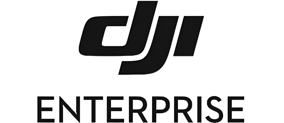 Logo z napisem \'DJI ENTERPRISE\' w kolorze czarnym na białym tle.