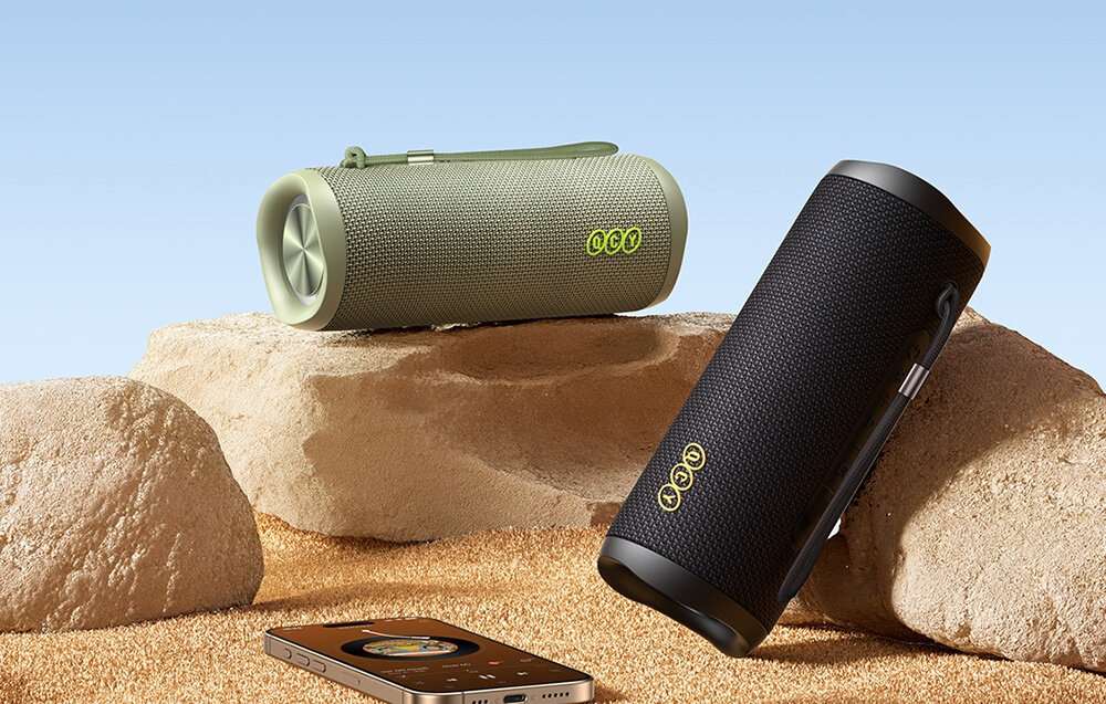 Głośnik mobilny QCY SP7 TWS stereo 80 W aplikacja QCY, dwa głośniki oparte o skały