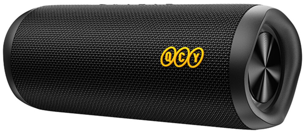 Głośnik mobilny QCY SP7 lekka konstrukcja uchwyt pasek mobilność, głośnik po skosie na białym tle