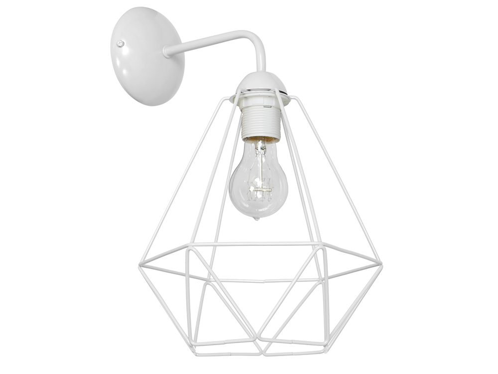 Kinkiet MILAGRO MLP7211 Basket White, klosz, diament, rozproszenie, atmosfera, na białym tle kinkiet frontem lewo skos