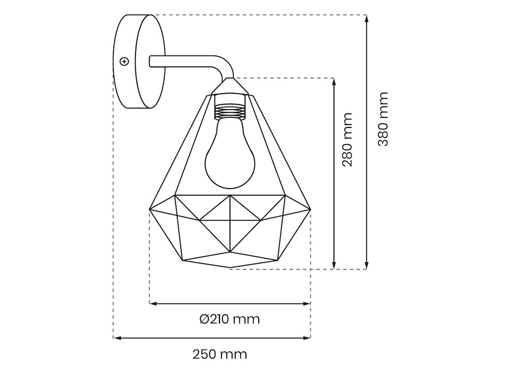 Kinkiet MILAGRO MLP7211 Basket White, minimalistyczny, loft, efekty, aranżacja, szkic kinkiety z podaniem wymiarów technicznych