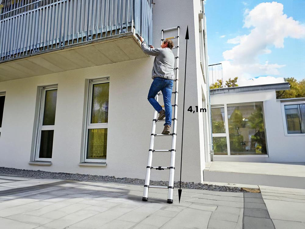 Drabina EXTRALINK LAD41ST (4.1 m), drabina, teleskopowa, aluminiowa, stabilna, Drabina teleskopowa z precyzyjnym rozkładem.