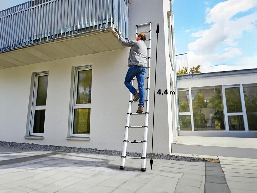 Drabina EXTRALINK LAD44ST (4.4 m), drabina, teleskopowa, aluminiowa, stabilna, Drabina teleskopowa z precyzyjnym rozkładem.