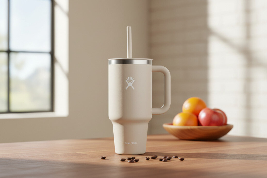 Kubek termiczny HYDRO FLASK All Around Travel Tumbler Jasnoniebieski 710 ml Ochrona przed rozlaniem Szczelna, wciskana pokrywka