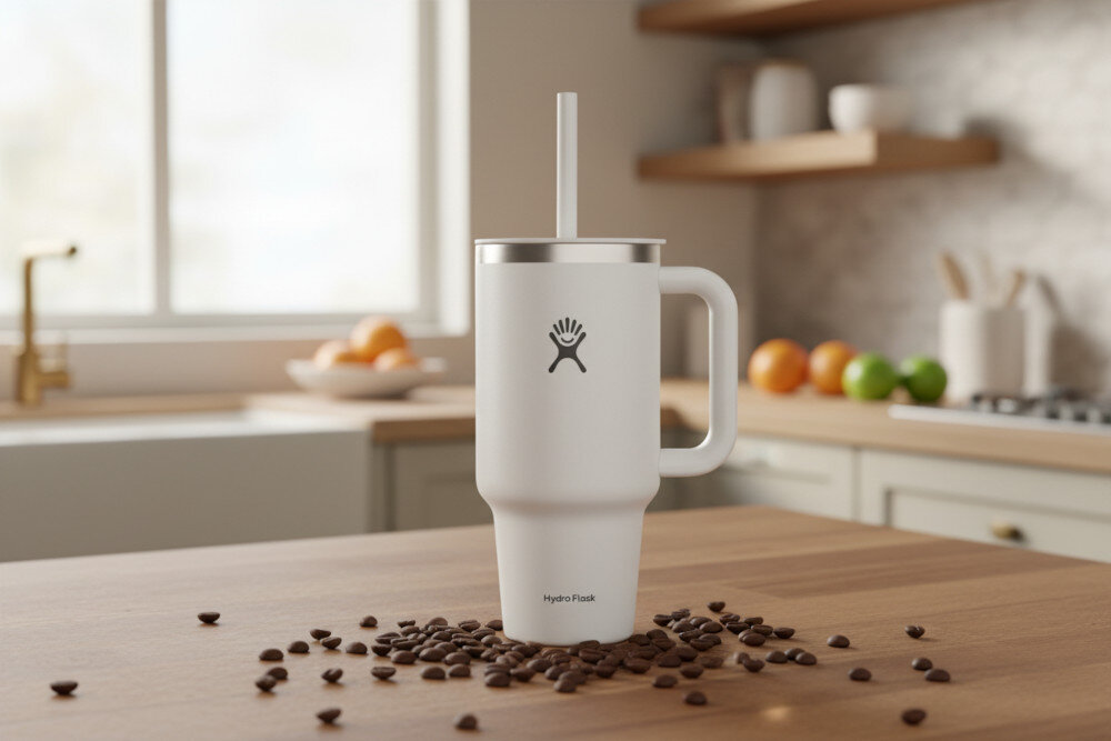 Kubek termiczny HYDRO FLASK All Around Travel Tumbler Szary 946 ml Komfort picia w podróży Elastyczna słomka ułatwienie bezpieczeństwo i swoboda