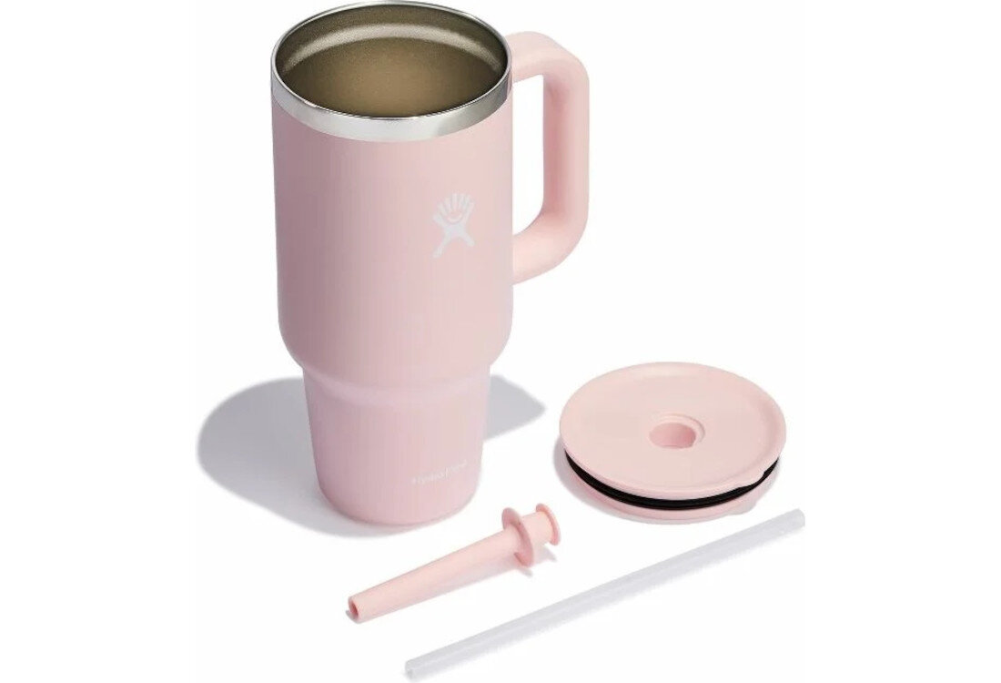 Kubek termiczny HYDRO FLASK All Around Travel Tumbler Jasnoróżowy 946 ml Czysty smak i higiena nie przejmuje zapachów ani smaków brak BPA bezpieczeństwo użytkowania Możliwość mycia w zmywarce