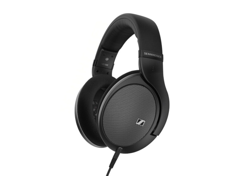 Słuchawki nauszne SENNHEISER HD 550 — Jack 3.5 mm, 38 mm przetworniki, kompatybilne z PC i konsolami, słuchawki po skosie na białym tle