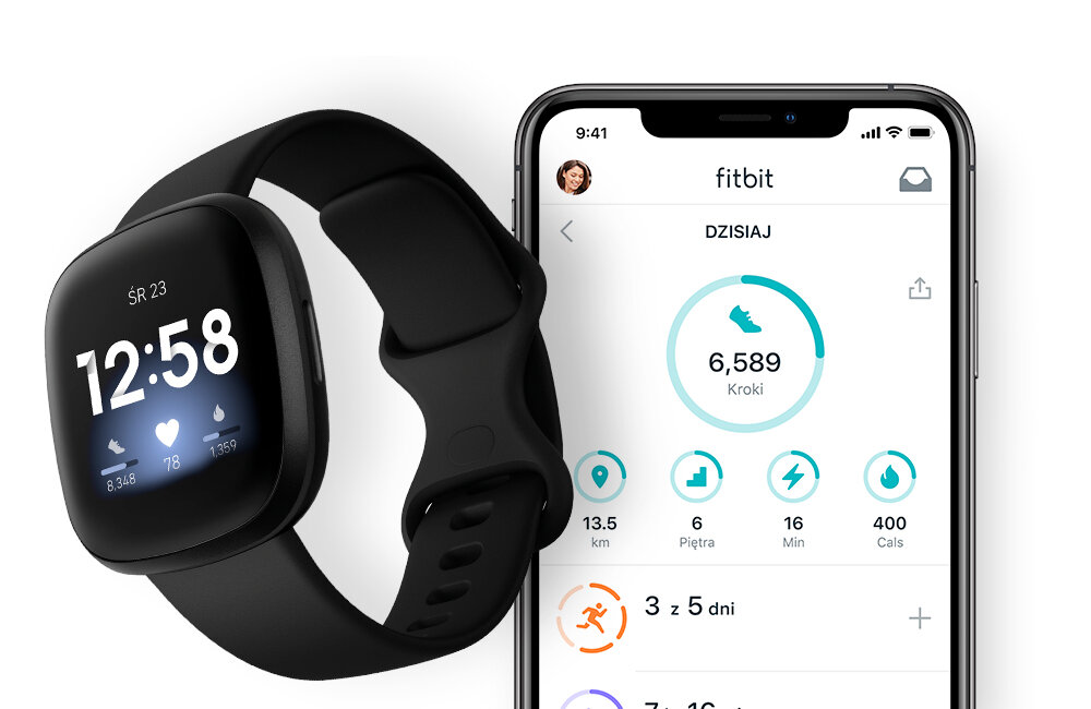 FITBIT Versa 3 koperta stal nierdzewna odporność warunki otoczenia