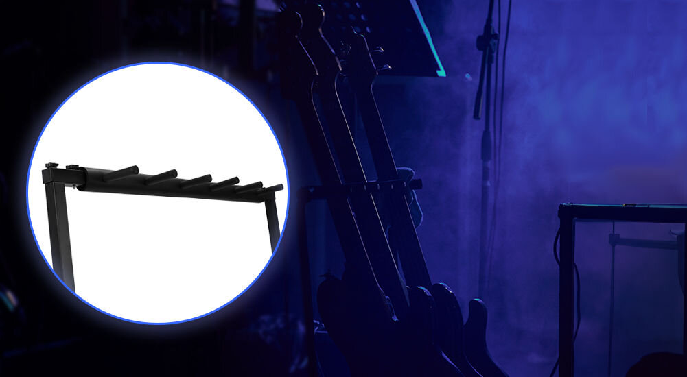 Statyw gitarowy MUSICMATE MM-A250 Tutti ochrona i stabilność, możliwość jednoczesnego przechowywania do pięciu gitar,
					solidna metalowa konstrukcja, miękka pianka na uchwytach i punktach styku, antypoślizgowe nóżki