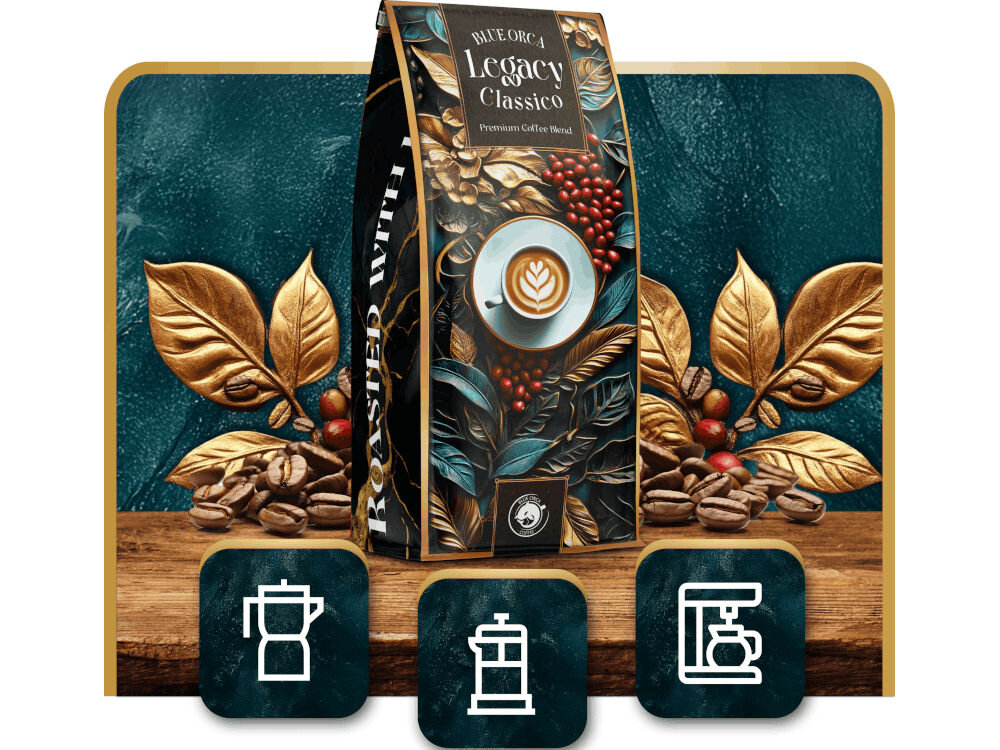 Kawa ziarnista BLUE ORCA COFFEE Classico Legacy Limited Edition 0.8 kg zrównoważone plantacje żyzne gleby jakość