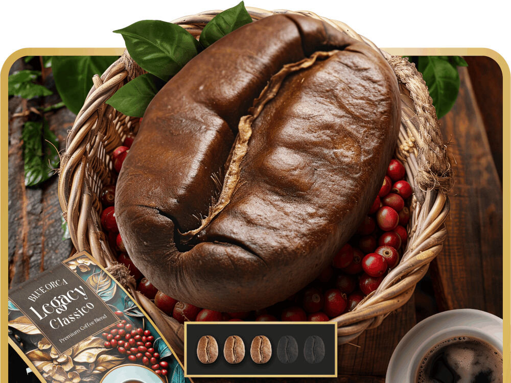 Kawa ziarnista BLUE ORCA COFFEE Classico Legacy Limited Edition 0.8 kg palenie średnie matowe ziarna brak akrylamidu