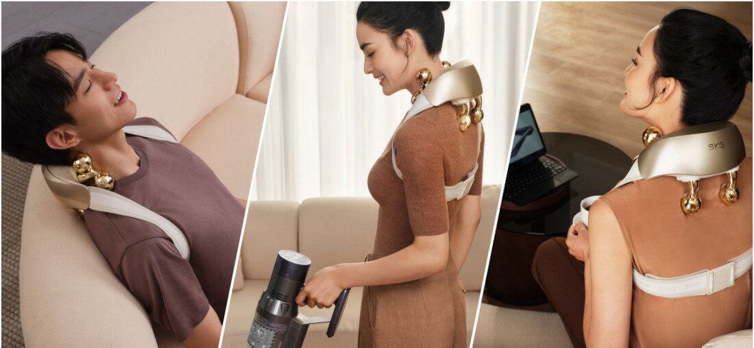 MASAŻER DO KARKU SKG H7 ULTRA (KREMOWO-ZŁOTY) Trzy tryby masażu dostosowanie intensywności techniki masażu potrzeby użytkowanie Tryb ugniatania delikatne i rytmiczne ruchy Tryb szczypania stopniowo narastające naciski Tryb akupresury intensywne techniki masażu chińskiego relaks regeneracja czas pracy sesja