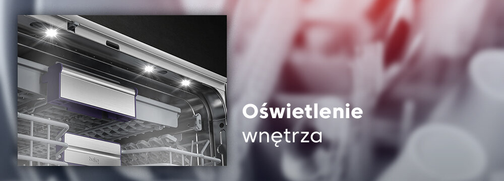 ZMYWARKA BEKO BDIN38644D lifestyle wnętrze światło od góry dioda Oświetlenie Wnętrza