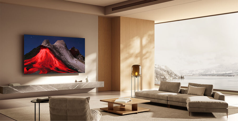 Telewizor XIAOMI A Pro 2026 75 - Design, który robi wrażenie, telewizor zawieszony na ścianie w salonie