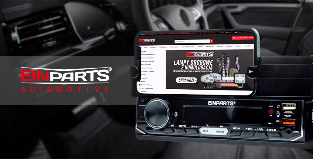 Radio samochodowe EINPARTS EPCR14 - Radio samochodowe 1 din EinParts z uchwytem na telefon, radio z uchwytem na telefon na ciemnym tle