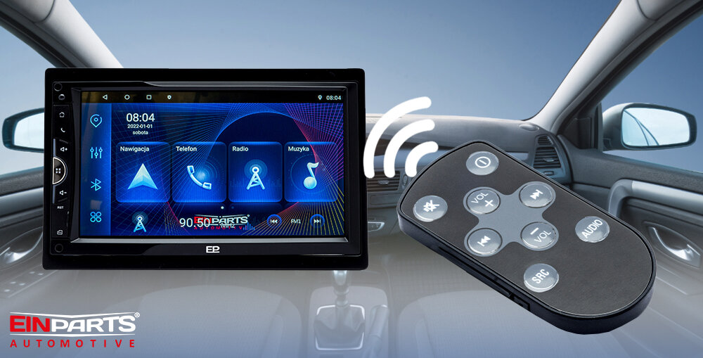 Radio samochodowe EINPARTS EPCR11 - Radio z pilotem zdalnego sterowania i obsługą Bluetooth w samochodzie, pilot oraz radio 2-din