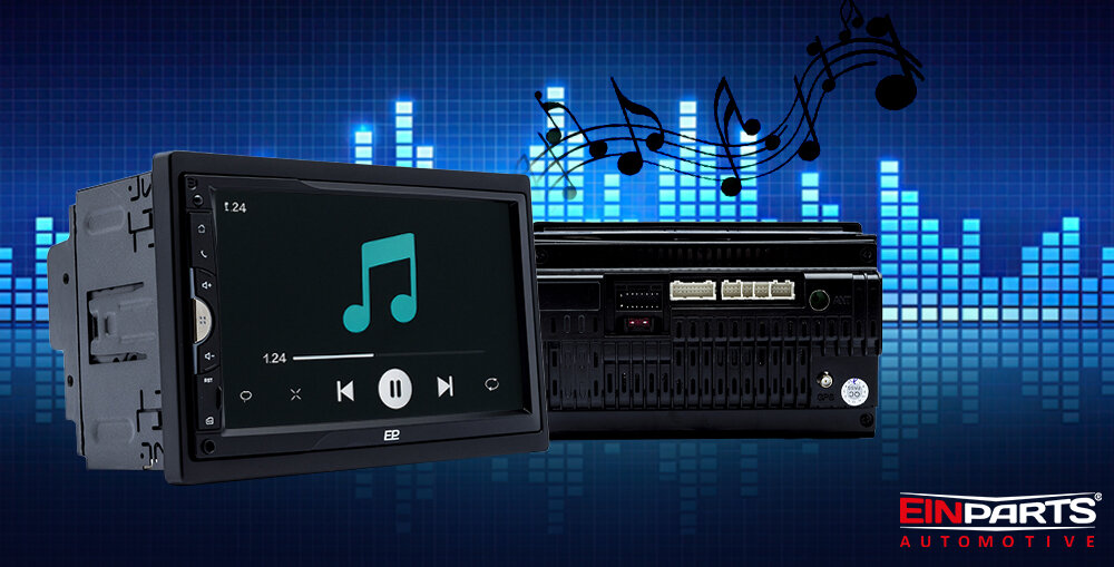 Radio samochodowe EINPARTS EPCR11 - Radio EinParts z equalizerem, subwooferem i muzyką przez Bluetooth, radio po skosie, radio od tyłu