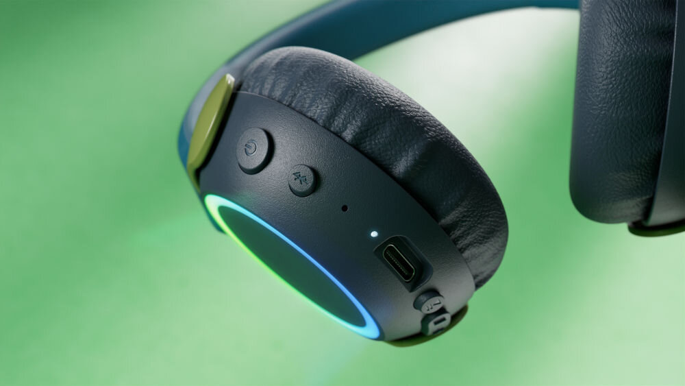 Słuchawki PHILIPS TAK4200CT wygodne poduszki i łatwe sterowanie dla dzieci, kadr słuchawek, klawisze, port USB-C