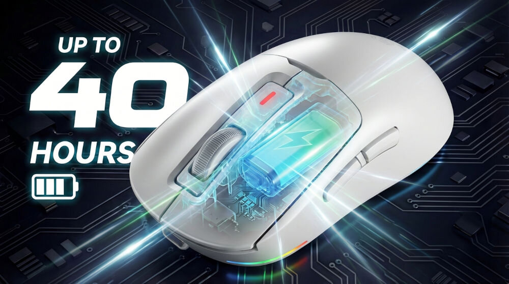 Mysz MAD DOG WGM700W Czarny Wydajna bateria w myszce gamingowej MAD DOG zapewniająca do 40 godzin pracy na jednym ładowaniu.