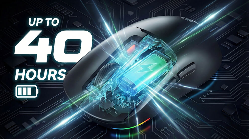 Mysz MAD DOG WGM700K Czarny Wydajna bateria w myszce gamingowej MAD DOG zapewniająca do 40 godzin pracy na jednym ładowaniu.