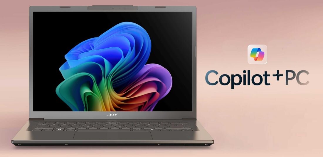 Laptop Acer Aspire 14 AI Copilot+ PC z procesorem Intel Core Ultra, wyświetlaczem 14 cali, systemem Windows 11 i kolorową grafiką na ekranie – nowoczesny ultrabook do pracy, nauki i zastosowań AI. - Opis serii Aspire 14 AI 