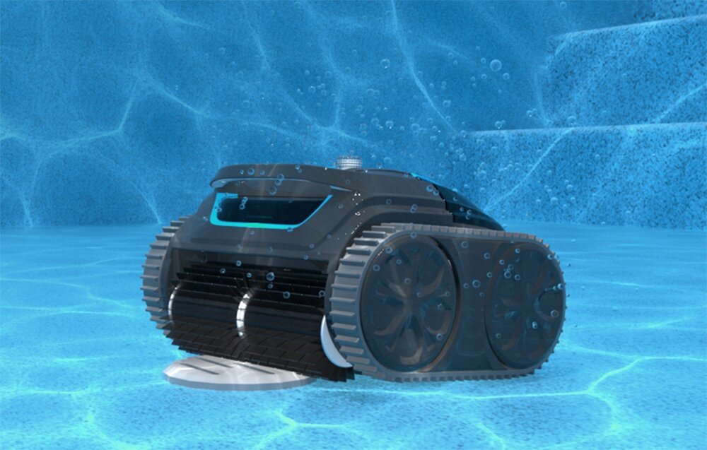 Robot do czyszczenia basenów WYBOT S1, woda, basen, sprzątanie, czystość, po dnie basenu jedzie robot