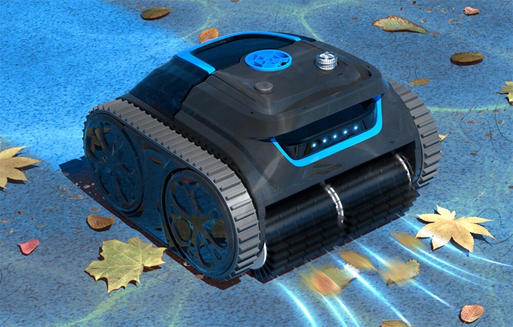 Robot do czyszczenia basenów WYBOT S1, poruszanie, powierzchni, zabrudzenia, skutecznie, robot jedzie po dnie basenu skutecznie sprzątając powierzchnie ze śmieci