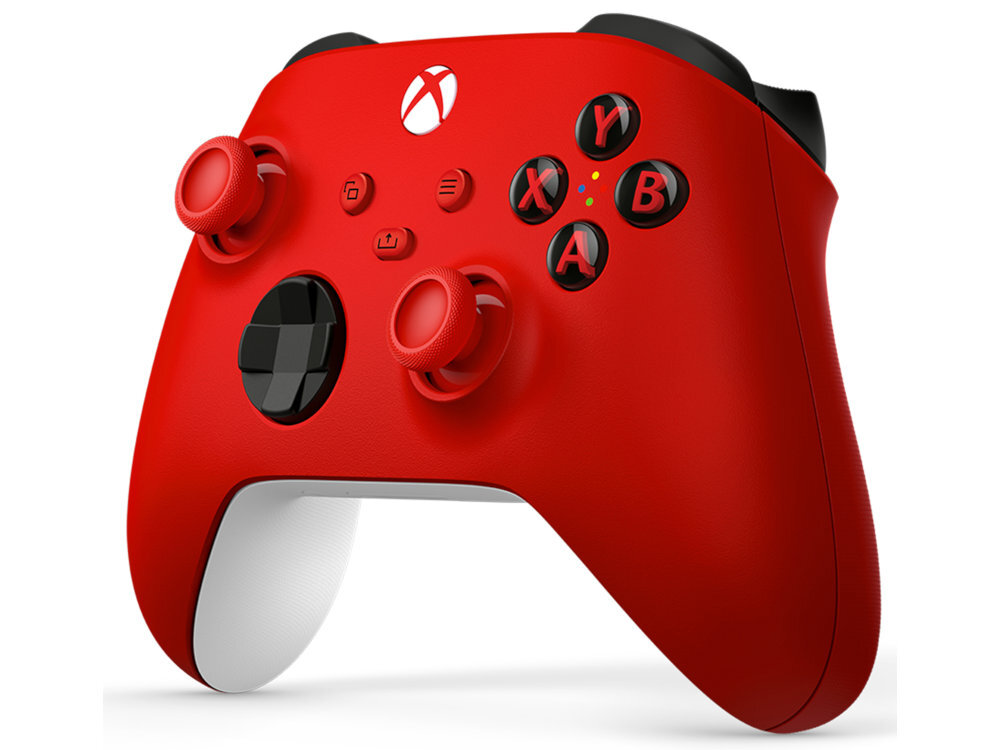 Kontroler MICROSOFT Xbox konsolami Xbox Series X, Xbox Series S i Xbox One, komputerami PC oraz macOS Android i iOS szybkiego parowania przełączania między kompatybilnymi urządzeniami - kontroler na białym tle pod kątem