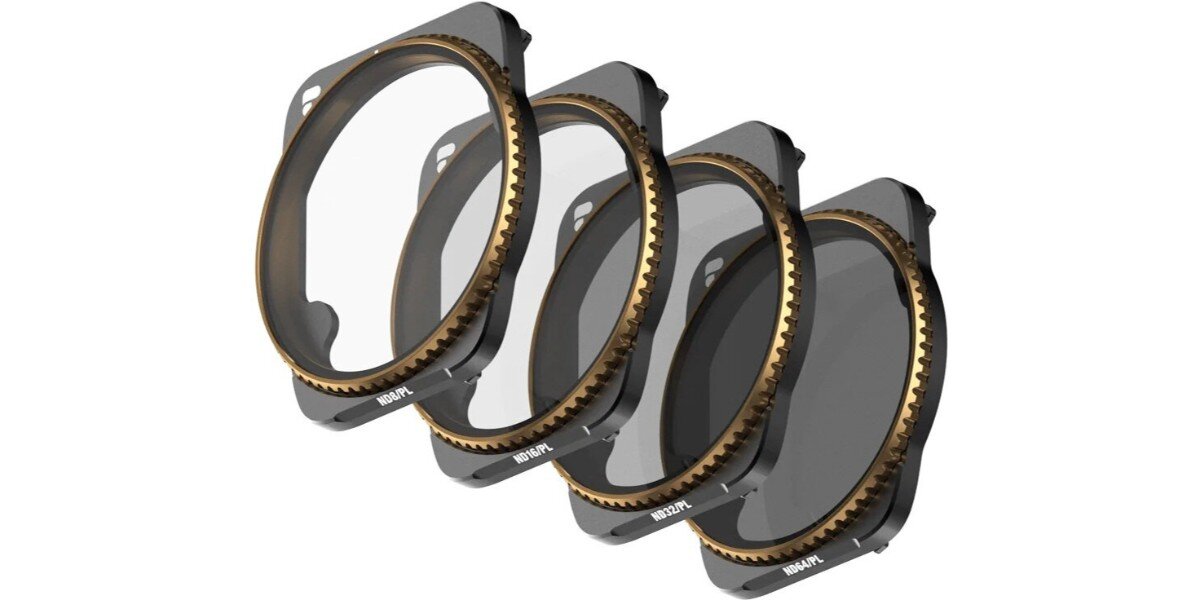 Zestaw filtrów POLARPRO na białym tle.