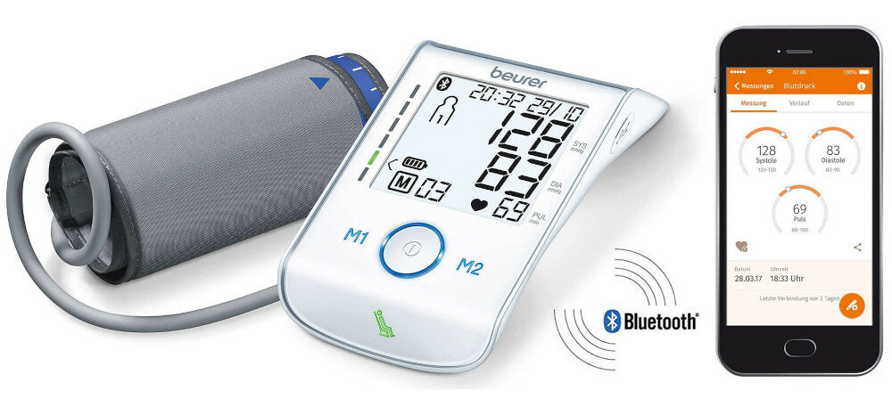 Cisnieniomierz BEURER BM85 wyglad front bluetooth przesylanie pomiarow