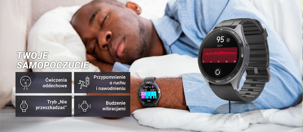 Smartwatch HAMA 7010 GPS Amoled Zawsze w kontakcie i w pełnej kontroli ćwiczenia oddechowe przypomnienie o ruchu i nawodnieniu tryb nie przeszkadzać budzenie wibracjami