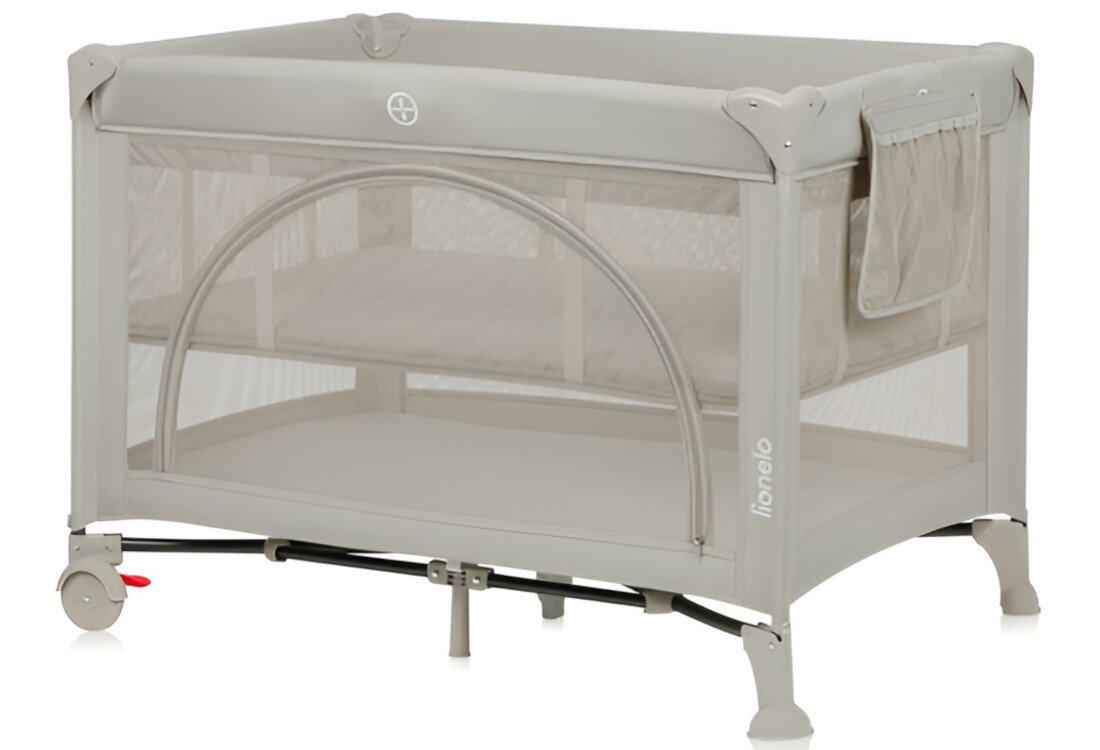 Łóżeczko turystyczne LIONELO Laura Beżowy Dostosowane do etapu rozwoju Regulacja wysokości materaca waga wsparcie rozwój