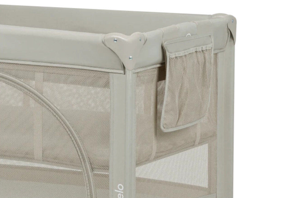 Łóżeczko turystyczne LIONELO Laura Beżowy Praktyczne dodatki organizer mocowany na haczyki Stalowa rama konstrukcji 