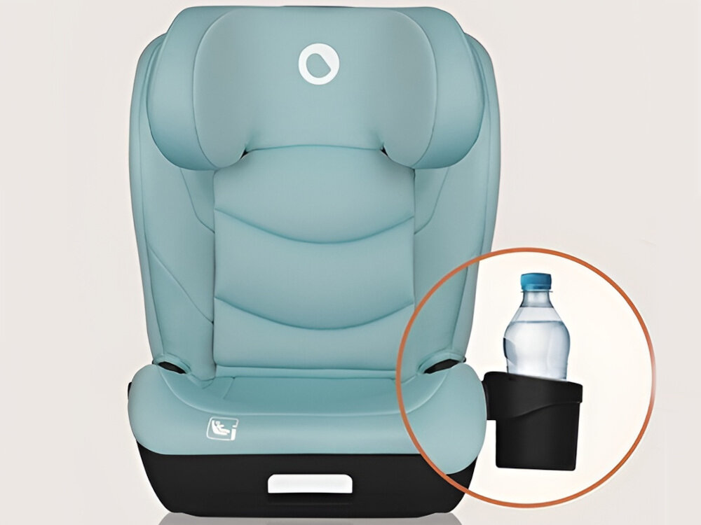 Fotelik samochodowy LIONELO Neal i-Size 100-150 cm (15-36 kg) Turkusowy fotelik na białym tle widoczny od przodu w uchwycie butelka uchwyt na kubek/butelkę można przekładać w dogodną pozycję napój zawsze pozostaje pod ręką dziecka ułatwia podawanie wody lub soku w trakcie podróży ogranicza bałagan pozwala dziecku samodzielnie korzystać z napoju organizacja przestrzeni