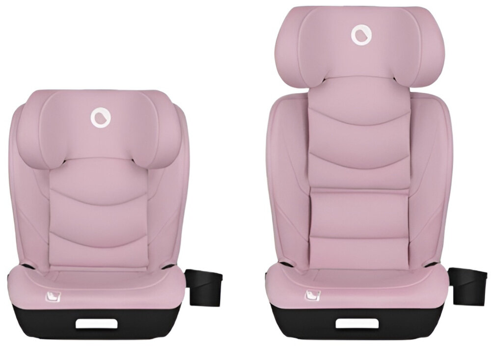 Fotelik samochodowy LIONELO Neal i-Size 100-150 cm (15-36 kg) Różowy fotelik na białym tle widoczny od przodu w dwóch ujęciach ze schowanym i wyciągniętym zagłówkiem do bezpiecznego i wygodnego przewożenia dziecka od 100 do 150 cm wzrostu i o wadze od 15 do 36 kg stabilne podparcie intuicyjne dopasowanie wbudowane systemy ochronne szeroki zakres regulacji