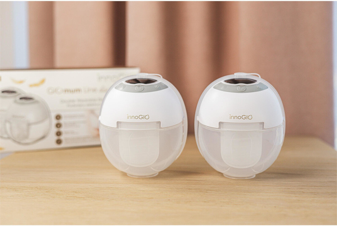 Laktator INNOGIO GIOmum Line Discreet Light GIO-359 Swoboda bez przewodów swobodne odciąganie pokarmu trzy tryby pracy stymulacja, masaż i pobieranie pokarmu łatwo dopasować działanie potrzeby