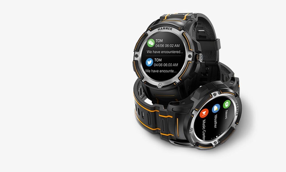 Smartwatch HAMMER Watch Plus ekran bateria czujniki zdrowie sport pasek ładowanie pojemność rozdzielczość łączność sterowanie krew puls rozmowy smartfon aplikacja