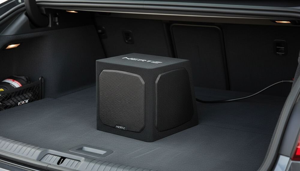 Subwoofer HERTZ DBA 201 aktywny subwoofer samochodowy mocny bas, subwoofer w bagażniku