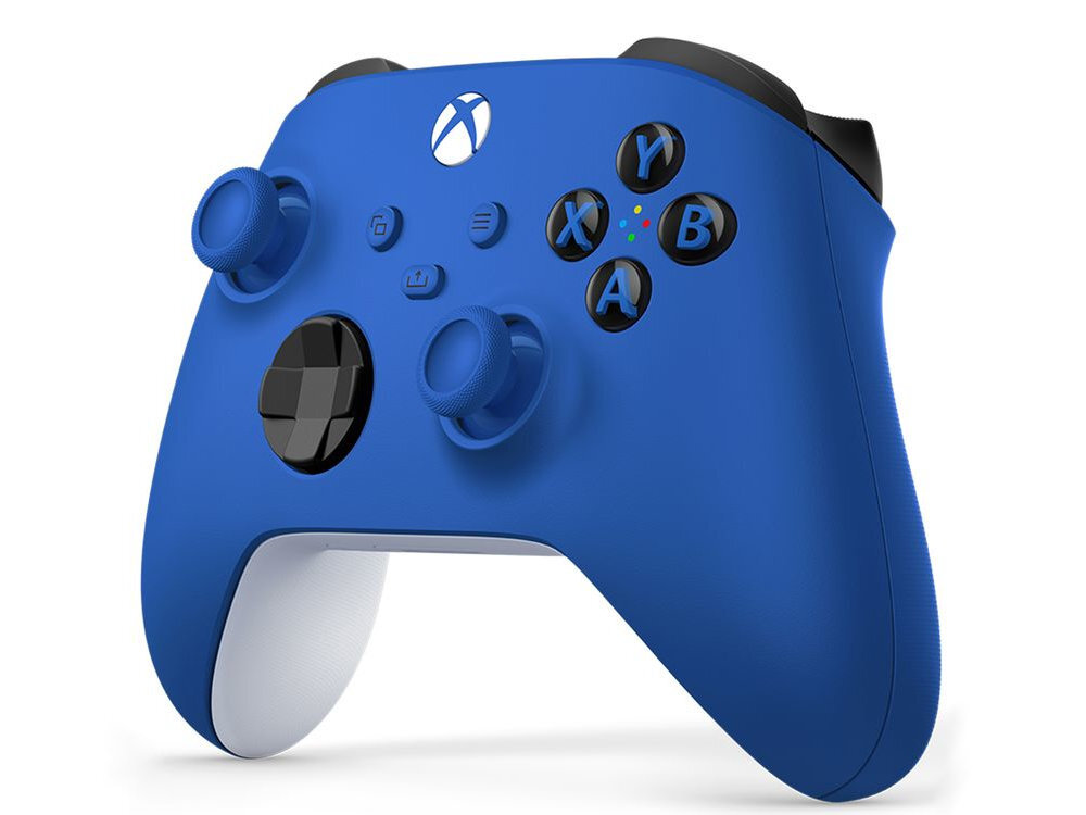 Kontroler MICROSOFT Xbox konsolami Xbox Series X, Xbox Series S i Xbox One, komputerami PC oraz macOS Android i iOS szybkiego parowania przełączania między kompatybilnymi urządzeniami - kontroler na białym tle pod kątem