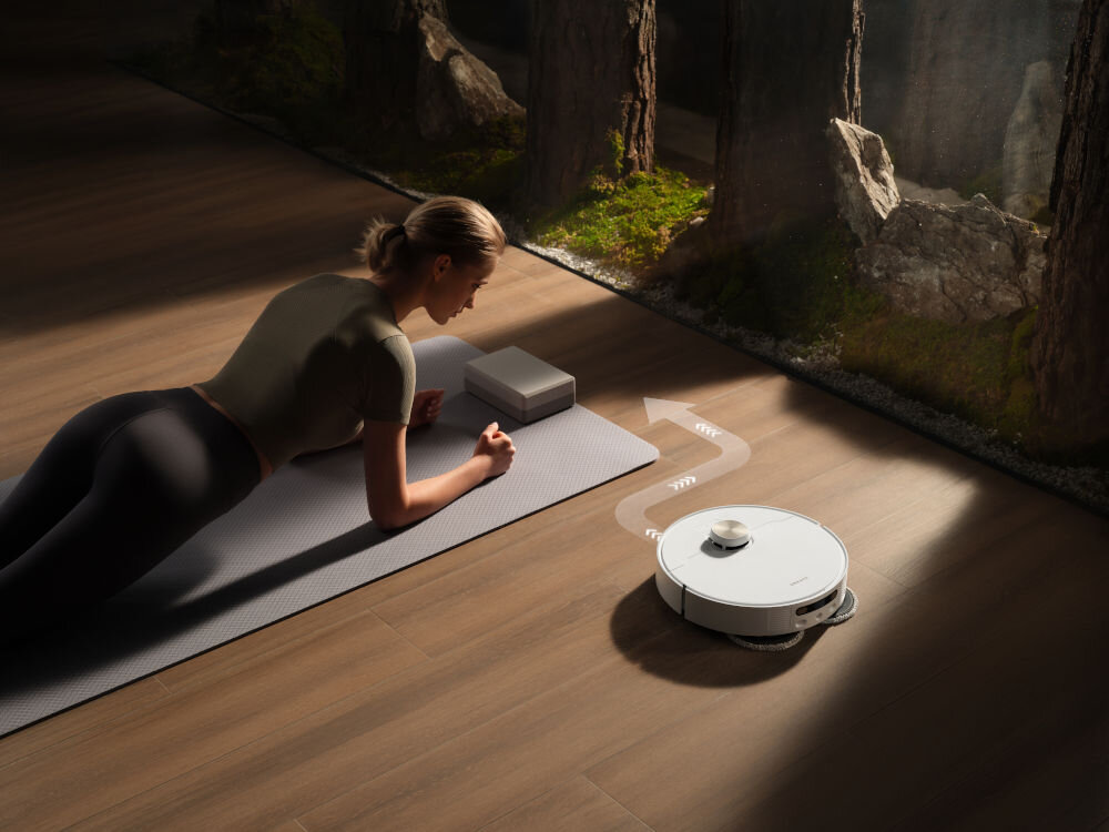 Robot sprzątający DREAME L40S Pro Ultra Biały omijanie przeszkód wizualizacja trasy omijania czyszczenie narożników krawędzi system easyleap pokonywanie przeszkód do 4 cm 4 koła