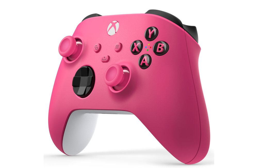 Kontroler MICROSOFT Xbox konsolami Xbox Series X, Xbox Series S i Xbox One, komputerami PC oraz macOS Android i iOS szybkiego parowania przełączania między kompatybilnymi urządzeniami - kontroler na białym tle pod kątem