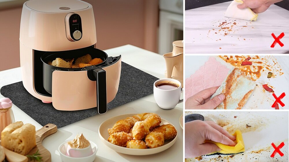 Mata ochronna pod Air Fryer EXTRALINK 60 x 45 cm nie chłonie tłuszczu, szybkie i skuteczne czyszczenie, oszczędność czasu i wysiłku
