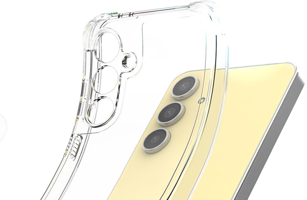 Etui ARAREE Flexield przezroczystych etui TPU smukłość i odporność Tekstura mikrokropek efektowi pierścienia Newtona pewnie leży w dłoni - etui i telefon na białym tle