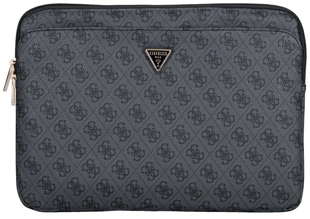 Etui na laptopa GUESS Sleeve 4G Zipper Pocket Triangle Logo 14 cali drtale, skora ekologiczna, logo, praktycznosc, elegancja, uzytkowanie, torba na bialym tle