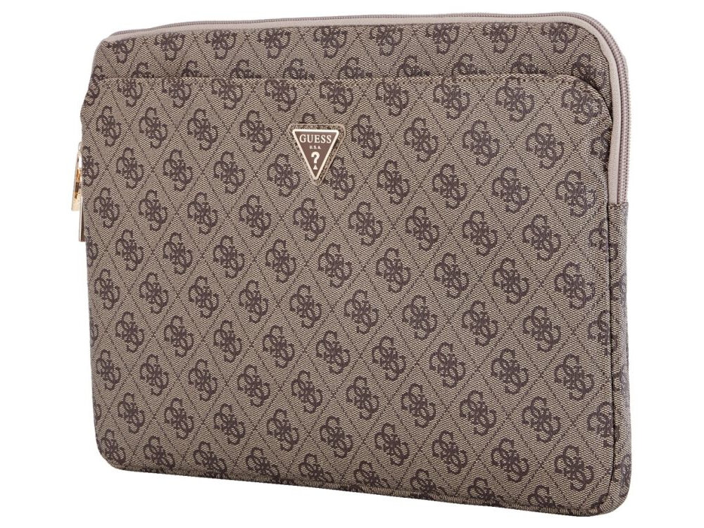 Etui na laptopa GUESS Sleeve 4G Zipper Pocket Triangle Logo 14 cali torba na bialym tle, wygoda, dodatek, styl, must-have