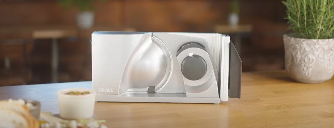 Krajalnica GRAEF MYtiny Twin Srebrny wygląd design prezentacja wizualizacja Precyzja krojenia na co dzień