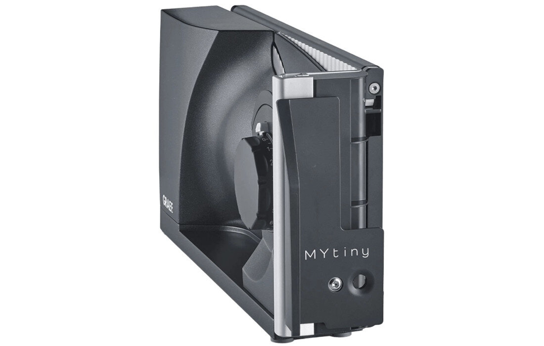 Krajalnica GRAEF MYtiny Twin Czarny Design dopasowany do wnętrz Minimalistyczna forma metalowe wykończenie