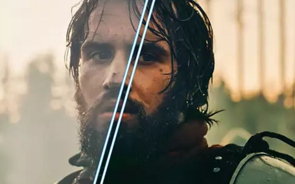 Telewizor PHILIPS 32PFS6900 HDR10 HLG kontrast kolory wyraźne sceny, kadr osoby z filmu