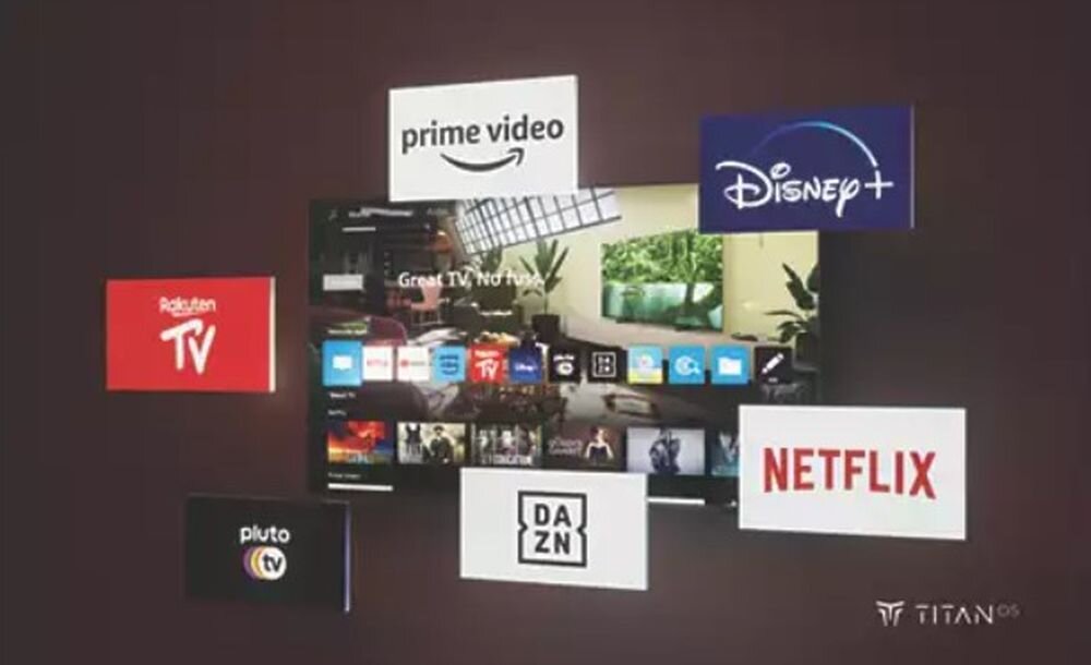 Telewizor PHILIPS 32PFS6900 Titan OS Smart TV aplikacje streamingowe, ekran telewizora z kafelkami platform streamingowych